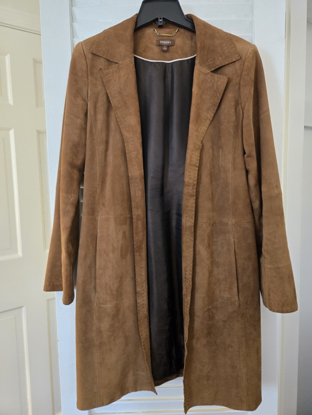 Tesori Tan Suede Long Trench Coat